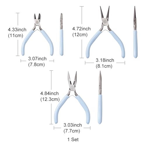 Pliers for Jewelry Making, Jewelry Pliers Set Includes Needle Nose Pliers, Round Nose Plier and Wire Cutters, Jewelry Making Tools for Jewelry Repair, Wire Wrapping, Beading and Crafts - color: Light Sky Blue