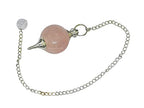 Amazing Gemstone Rose Quartz Crystal Ball Pendulum Necklace - Dowsing Pendulum with Chain and Quartz Bead for Reiki Healing and Meditation - color: Rose Quartz