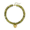Chunky Heart Necklace for Women, Colorful Acrylic Beaded Statement Puff Heart Necklace, Cute Boho Y2K Choker Necklace for Gift Jewelry - color: Green