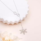 Long Necklace Sterling Silver Larait Bar Y Lariat Long Chain Drop Adjustable Necklace Gift for Her, 30" - style: Long Chain Snowflake Necklace
