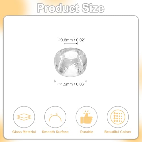 uxcell 2000 Pcs Glass Seed Beads Bulk, 1.5mm Mini Glass Bugle Beads for DIY Earrings, Necklaces, Bracelets, Jewelry Making, Clear White - color: Clear White, size: 1.5mm