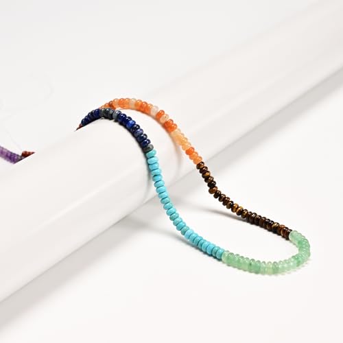 2x4mm Natural Rondelle Beads – Loose Gemstone Spacers for DIY Jewelry Making (Chakra) - color: Chakra, size: 2x4