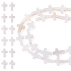 Beadthoven 40pcs Cross Shell Beads Natural Freshwater Shell Rosary Cross Bead Charm Mini Religious Jesus Christian Loose Beads DIY Rosary Necklace Easter Jewelry Making Supplies White 9.5-10x6.5mm - color: Shell cross 10mm