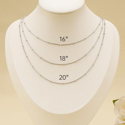 12 Pcs Stainless Steel Round Snake Clip Bead Chain Necklace for Women Man Silver DIY Jewelry Chain Necklace Bulk - color: Silver Snake Bead, size: 16 inches