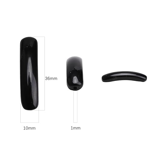 BEADIA Natural Curved Black Obsidian Stone Beads 36x10mm 4pcs for DIY Bracelet Jewelry Making - color: Black Obsidian