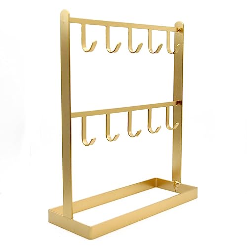 LXZ 1 PC Tabletop Hook Rack – Jewelry Stand Holder – Golden Hangers for Necklaces Keys Brace laces Ear Rings - color: Gold