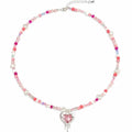 GABOX Handmade Beaded Boho Necklace with Pearl Accents & Heart Pendant, Unique Original Design Artisan Jewelry Choker for Women, Perfect for Travel, Parties and Special Occasions