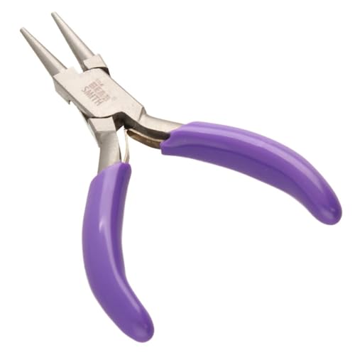 The Beadsmith Mini Series Round Nose Plier – Create Consistent Loops in Wire and Metal – 3-Inches, Purple Comfort Grip Handle, Single Leaf Spring, Polished Steel Head – Tools for Jewelry Making - style: Round Nose