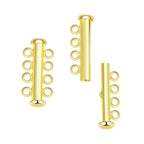 2pcs Adabele Real Yellow Gold Plated Sterling Silver 4 Strands Multi-Strand Slide Lock Tube Clasp Set Hypoallergenic Nickel Free for DIY Jewelry Making SS91-4 - color: Gold Plated Sterling Silver, size: 4-Strand Clasp - 2pcs