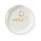 HOME SMILE Mrs Ring Dish, Engagement&Wedding Gifts for Women, Bridal Shower Present,Ceramic Jewelry Tray, 4.5" - style: Mrs