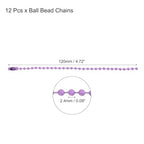 MECCANIXITY Ball Bead Chain Beaded Necklace Chains 5 Inch Adjustable Metal Ball Chains 2.4mm/0.1inch Keychain for Jewelry Making,DIY Craft Projects,Pack of 12(Purple) - color: Purple