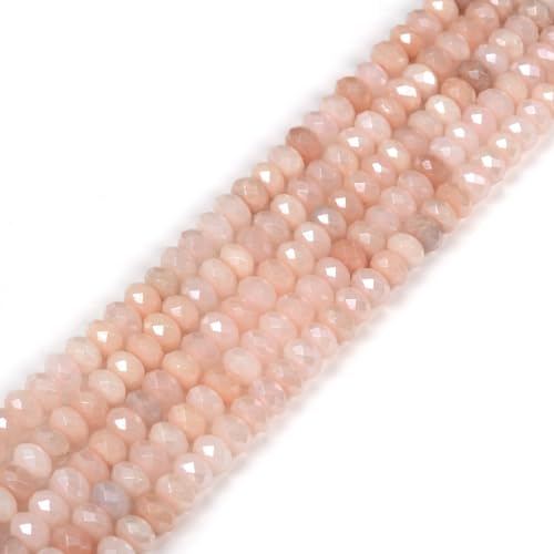 Aqua Aura Peach Aventurine 6mm Gemstone Faceted Rondelle Loose Beads DIY Jewelry Making Beads 16 Inch - color: Aqua Aura Peach Aventurine