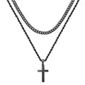 Yooblue Cross Necklace for Men, Gold Black Silver Mens Cross Necklaces Stainless Steel Cross Pendant Necklace Simple Jewelry Gifts Cross Chain Necklaces for Men - color: Black, style: 18in/20in
