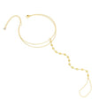 CHESKY 14K Gold Plated Hand Chain Bracelets for Women Set - Dainty Finger Ring Bracelet Stack Adjustable Hand Chains Durable Beaded Bracelets Trendy Simple Body Jewelry Gift for Women - style: 3beaded bracelet-gd