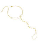 CHESKY 14K Gold Plated Hand Chain Bracelets for Women Set - Dainty Finger Ring Bracelet Stack Adjustable Hand Chains Durable Beaded Bracelets Trendy Simple Body Jewelry Gift for Women - style: 3beaded bracelet-gd