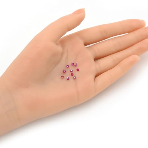 100pcs Authentic Preciosa 3mm (0.12 Inch) Small Faceted Bicone Crystal Loose Beads Fuchsia AB Compatible with Swarovski Elements Crystals for Jewelry Making Pre-B362 - color: Fuchsia AB, size: 3mm (0.12 Inch) - 100pcs