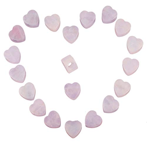 Nupuyai Rose Quartz Heart Shape Large Hole Stone Loose Beads for Jewelry Making, European Bead fit Charms Bracelet, Pack of 15 - color: 1#-Pink