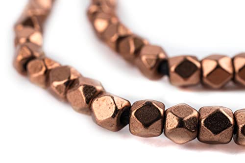 The Bead Chest Cornerless Cube Beads - Full Strand of Faceted Ethnic Metal Spacers (6mm, Copper) - color: Copper, size: 6mm