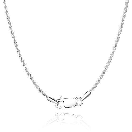 Jewlpire 18K Gold Plated 925 Sterling Silver Chain Necklace for Women, 1.35mm Rope Chain Necklace for Women Men Super Shiny & Durable Women's Chains Necklaces 16 18 20 22 24 26 Inch - color: Shiny Silver, size: 18 Inch