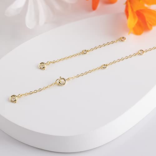 Necklace Extenders Durable 14K Gold Plated Solid Brass Necklace Bracelet Anklet Extender Extension Chains（1 2 3 inch） - color: A-14K Gold
