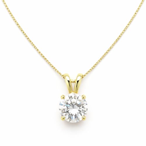 Mariell Cubic Zirconia Crystal Pendant Necklace for Women, 2 Carat 8mm CZ, for Brides, Wedding, Mother's Day Jewelry Gift - color: Gold