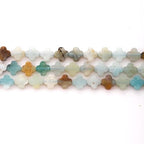 8mm Natural Amazonite Gemstone Faceted Clovers Beads Four-Leaf Spacer Loose Beads for DIY Jewelry Making Beads - color: Amazonite