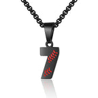 AIAINAGI Baseball Number Necklace - Stainless Steel Chain Pendant for Men Athletes 00-99 Jersey Number Gift - color: Black, style: 7