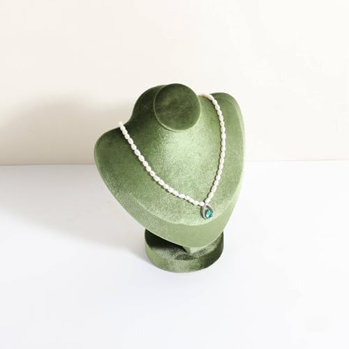 Velvet Necklace display stand for Selling, Jewelry Bust Mannequin for Show, Small Necklace Holder Stand【Green】 - color: Green