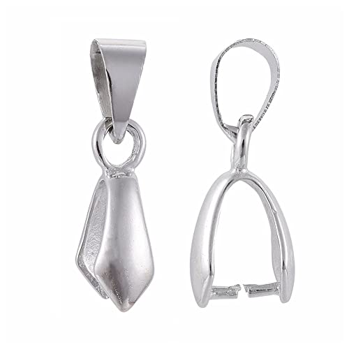 Fashewelry 200pcs Brass Pendant Pinch Bails Platinum 8x5mm Inner Diameter Dangle Charm Clasp Clip for Top Drilled Bead Necklace Earring Jewelry Making Pin:0.9MM - color: Platinum