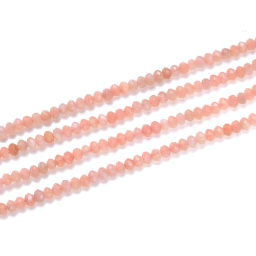 Adabele 30 Inch Natural Pink Moonstone Healing Gemstone 3mm x 2mm Tiny Small Faceted Round Rondelle Loose Beads Stone Spacer (340-360pcs) for Craft Jewelry Making GK-A6 - color: Pink Moonstone, size: 3mm x 2mm - 30 inch/2 strands