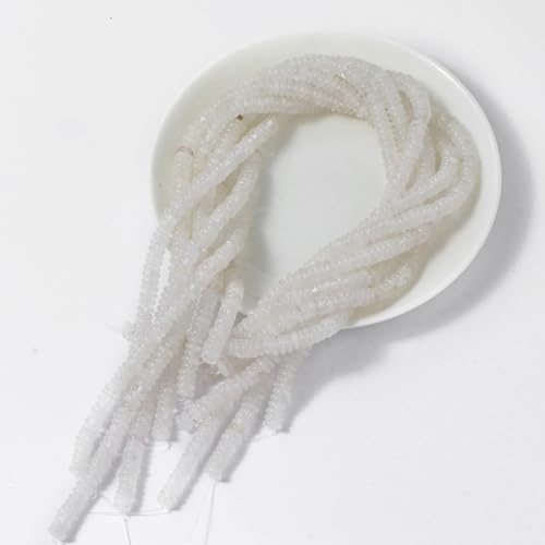 Natural White Crystal Disk Stone Spacer Beads 6x2mm 38cm/str Flat Rondelle Loose Semi Gemstone Caps for Making Bracelets Necklace - color: White Crystal