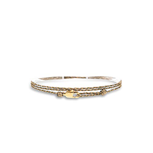 Made by Nami Surfer Anklet with Snap Hook Clasp Waterproof & Adjustable Thin String Ankle Bracelets for Women and Men Handmade Jewelry for Beach and Music Festival Accessories - color: Outdoor Gold