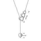 Long Necklace Sterling Silver Larait Bar Y Lariat Long Chain Drop Adjustable Necklace Gift for Her, 30" - style: Long Heart Necklace