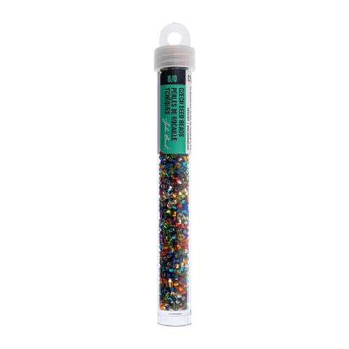 John Bead 8/0 Czech Glass Seed Beads 22 Grams Silver Lined Multi Mix for DIY Arts Crafts Jewelry Bracelets Necklaces Earrings Phone Charm Making - color: Silver Lined Multi Mix