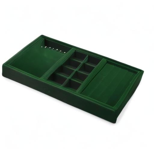 4 In 1 Velvet Jewelry Trays Jewelry Drawer Organizer Tray Stackable Jewelry Trays Necklace Bracelet Ring Earring Organizer Tray (Green) - size: 3 Grid