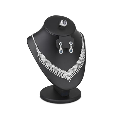 MOOCA Jewelry Display Necklace Chain Bust Display Holder Stand, Necklace Mannequin Bust, Jewelry Stand, Black PU Faux Leather - color: Black PU Faux Leather