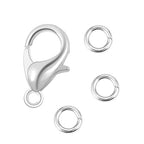Lobster Clasps for Jewelry Making, 150pcs 9mm Lobster Claw Clasps with Open Jump Rings Necklace Bracelet Extender 14K Gold Claps for DIY Jewelry Repair(Silver) - color: Silver