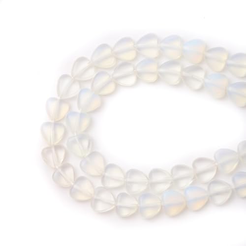 10mm Natural Opal Stone Beads Heart Shape DIY Loose Gemstone Energy Healing Crystal Charms for Jewelry Making Handmade - color: Opal