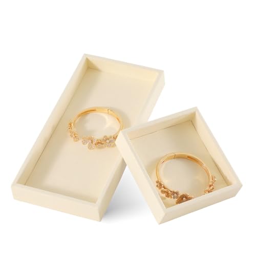 Dark Blue Jewelry Display Tray Ring Necklace Earring Bangle Organizer Multifunctional Storage Case for Jewelry Showcase (Small Empty Tray(beige)) - color: 17-Bangle Tray