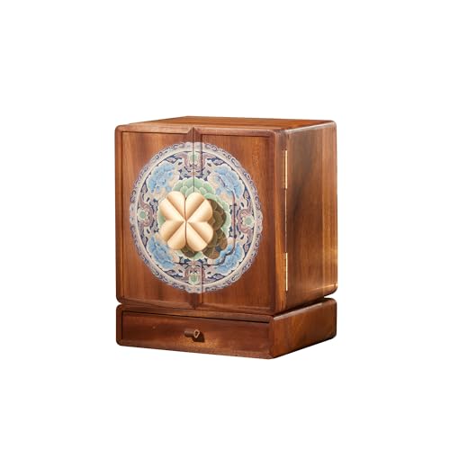 Wooden Jewelry Box for Women Jewelry Box With Drawers Walnut Wood (Walnut Wood with printing B) - color: Walnut Wood with printing B