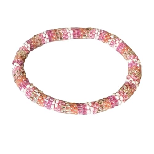 Wigspedia Crochet Glass Seed Bead Nepal Boho Bracelet - Pink - color: Pink Style # 7