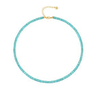 CANEVINKA Bohemian Beaded Choker Necklace 18K Gold Plated Bead Pendant Necklace Vintage Handmade Jewelry for Women - style: green-blue