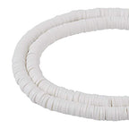 10 Strands 4mm Flat Round Polymer Clay Beads Strands Flat Disc Clay Beads Clay Spacer Bead for DIY Boho Bracelet Necklace Earring Jewelry Making (White) - color: White, 4x1mm
