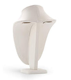 Polmart Modern Necklace Display Bust (White Leatherette, 10 ¼”H) - color: White Leatherette, size: 10.25”H