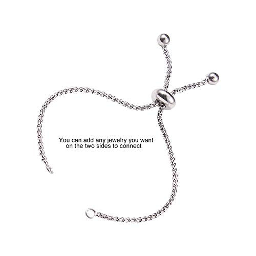 DanLingJewelry 10pcs 304 Stainless Steel Adjustable Slider Bracelet Slider Extender Chains Friendship Bracelets for Jewelry Making DIY 8 Inches(210mm) P - color: StyleⅫ-10 pcs-Platinum