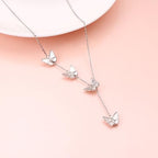 Long Necklace Sterling Silver Larait Bar Y Lariat Long Chain Drop Adjustable Necklace Gift for Her, 30" - style: Long Butterfly Necklace