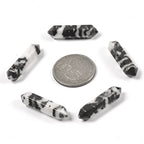 Zebra Jasper 32mm Natural Gemstone Hexagonal Wand Jewelry Making Crystal Pointed Chakra Reiki Healing Beads 2mm Hole Drilled(Pack of 10) - color: Zebra jasper