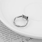HZMAN Silver Stainless Steel Barbed Wire Wrap Ring for Men Women, Hypoallergenic Non-Tarnish Adjustable Industrial Punk Ring for Daily Wear & Gift Size 7-12