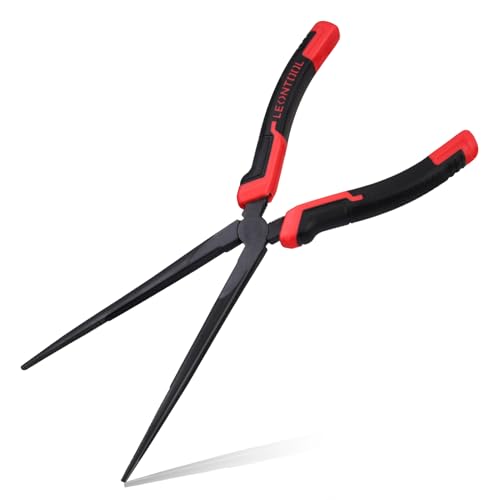 10" Extra Long Needle Nose Pliers | Designed for Car Repair & Welding Assistance | Heavy Duty 45 Steel Extended Reach Long Nose Pliers with Serrated Jaw for Narrow Spaces and Limited Areas