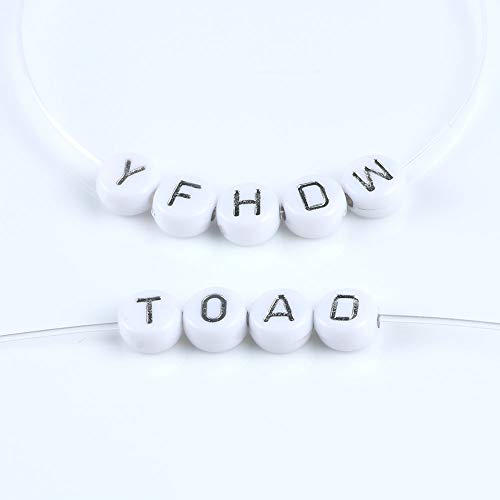 Song Xi 1200pcs Silver & White Round Acrylic Letter Beads - 4x7mm, Perfect for Jewelry Making, Crafts, Christmas DIY Gifts - color: 1200pcs white silver letter